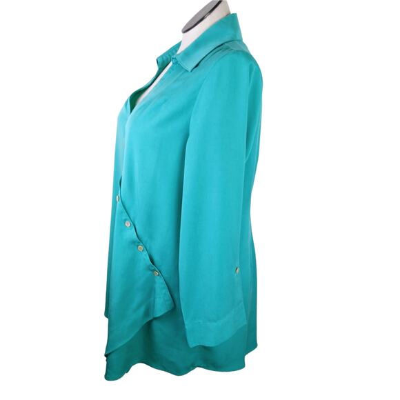 Soft Surroundings SZ L Washed Tencel Tunic Style Top In Green Style 2AH51 - Picture 3 of 6